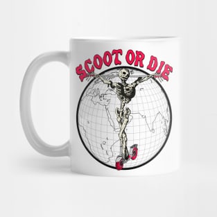 Scoot or Die - Extreme Sports Skeleton on Scooter Cross Mug